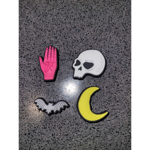 Juggy Water Jug Charms Drink Markers Set of 4 Skull Bat Moon Hand Halloween